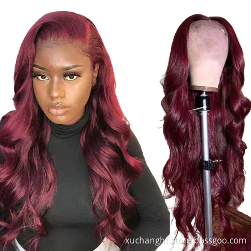 Burgundy Curly Lace Front Human Hair Wigs with Baby Hair 99J Colored Brazilian Remy Hair Wavy Hd Lace Frontal Wigs For Women